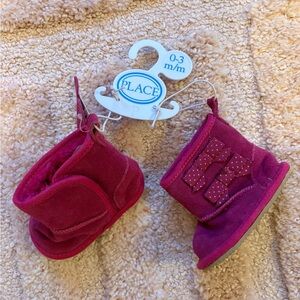 NWT Children’s Place Pink Baby Boots Booties Size 0-3 Months